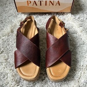 Patina Brown Leather Sandals